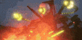 a computer generated image of a giant robot surrounded by flames .