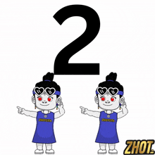 a cartoon drawing of a girl wearing a zhotcha shirt