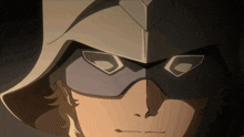 a close up of a person 's face with a mask on