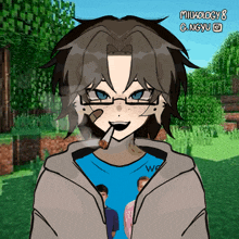 a drawing of a person smoking a cigarette with the name milkology 8 on the bottom right