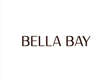 a white background with bella bay written in black
