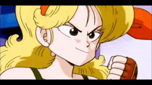 a close up of a cartoon character with a yellow hair