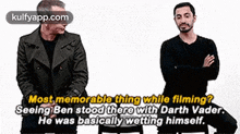 Most Memorablb Thing While Filming?Seeing Ben Stood There With Darth Vader.He Was Basically Wetting Himself..Gif GIF - Most Memorablb Thing While Filming?Seeing Ben Stood There With Darth Vader.He Was Basically Wetting Himself. Riz Ahmed Person GIFs