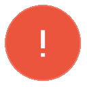 a red circle with a white exclamation point inside of it