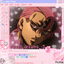 a computer screen with a picture of a girl and the words sweet dreams : 3