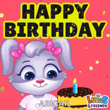a lucas and friends birthday card with a bunny