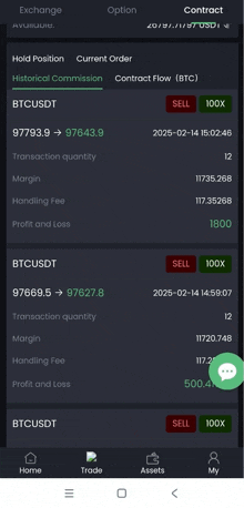 a screenshot of a cryptocurrency trading app on a cell phone