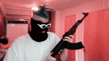 gun ak47 cocking a gun shades covering face