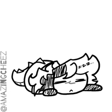 a black and white drawing of a person laying down with the word zzz on it .
