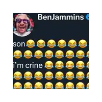 benjamins son i 'm crine on a black background with laughing emojis