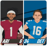 ari and det football players are shown in a cartoon