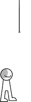 a black and white drawing of a stick figure holding a stick in his hand .