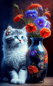 кот цветы GIF
