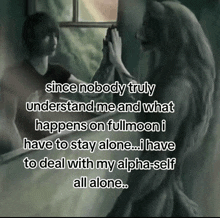 a man standing in front of a mirror with a quote that says since nobody truly understand me