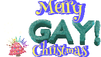 a merry gay christmas sign with a christmas tree