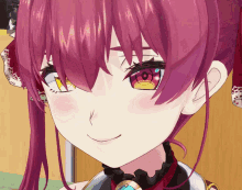a close up of a cartoon character with red hair