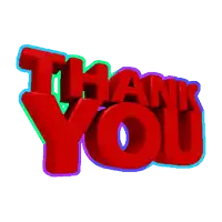 a 3d rendering of the word thank you in red letters
