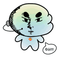 a cartoon character with a speech bubble that says doi !!!