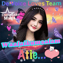 a poster that says de voice loves team with a picture of a girl