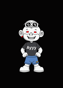 a cartoon character is wearing a black shirt that says auyu