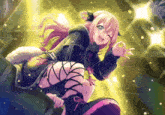 a girl with pink hair and a hoodie that says tmc