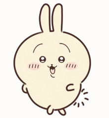 a cartoon drawing of a bunny with a big smile on his face
