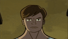 a cartoon of a man with his mouth open and teeth showing .