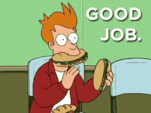 Fry'S Sandwich Clap GIF - Futurama Philip Fry Good Job GIFs