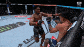two men are fighting in a boxing ring and one of them is wearing shorts that say ' jorge ' on the side