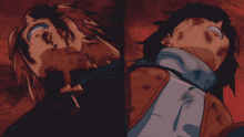a computer generated image of a person laying on the ground with a sword in their hand