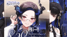 a picture of a girl with the words hi subscribers celebration