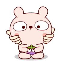 a cartoon rabbit is giving a thumbs up and holding an eggplant in his hands