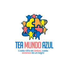 a logo for tea mundo azul with a puzzle piece in the center