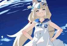a drawing of a girl in a sailor outfit has the name sylvia on the bottom right