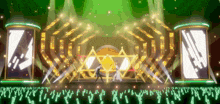 a group of people are dancing on a stage in front of a crowd of people