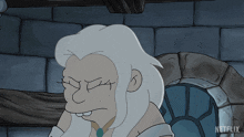 a cartoon of a woman with netflix written on the bottom of the screen