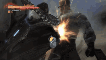 a video game screen shows a man being punched by a robot with raiden written on the screen
