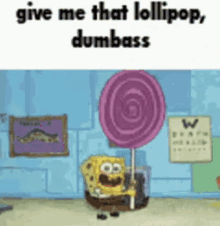 spongebob hand lollipop sad cry