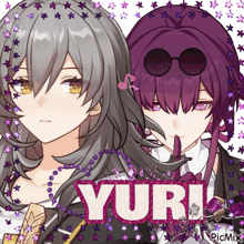 a picture of two anime girls with the name yuri written on it