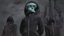 squidward from spongebob is wearing a hoodie