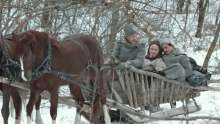 a horse drawn carriage is pulled by two horses