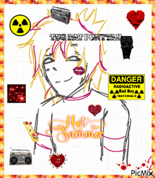 a drawing of a girl with the words " hot summer " written on it