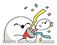 a cartoon says happy brithday ruririr on the bottom of the image