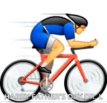 a man is riding a bicycle on a happy father 's day greeting card .