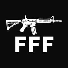 a black background with a white rifle and the word fff below it