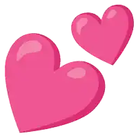two pink hearts on a white background that look like they are floating in the air