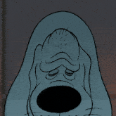a cartoon drawing of a dog with a sad look on its face