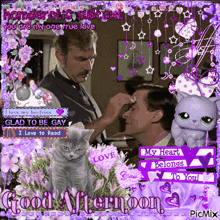 a picture of a man and a cat with the words " good afternoon " at the bottom