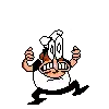 a pixel art of a cartoon character wearing a chef 's hat and giving a thumbs up .