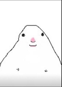 a black and white drawing of a hamster with a pink nose and eyes .